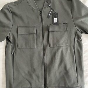 Elite Tahari olive green Zip up sweater